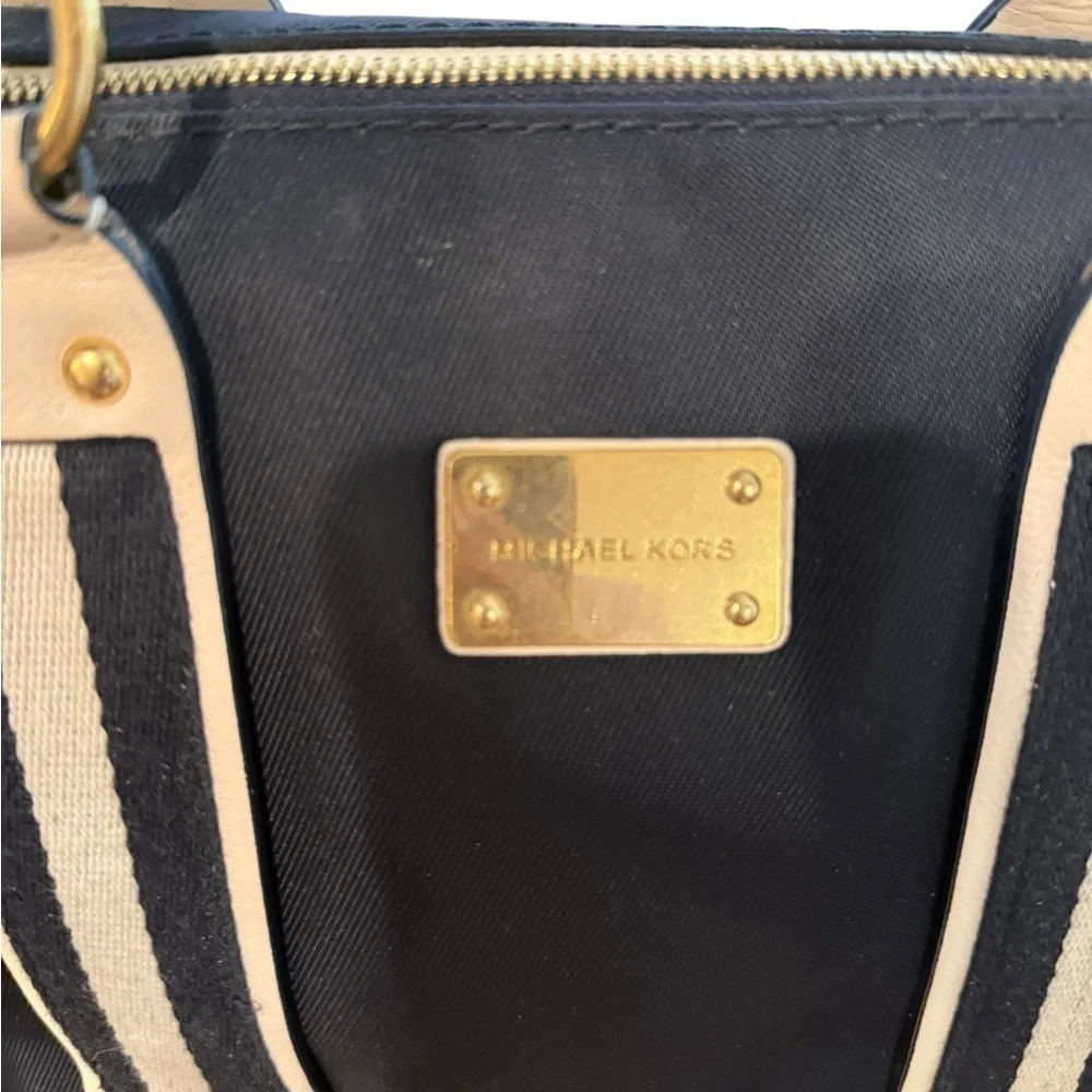 Michael Kors Black and Tan Tote with Structured Design